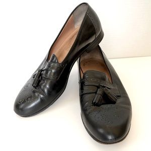Salvatore Ferragamo Black Leather Dress Shoe Tassel Loafers